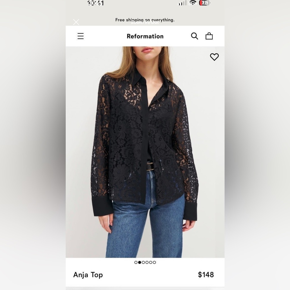 Reformation Black Lace Blouse